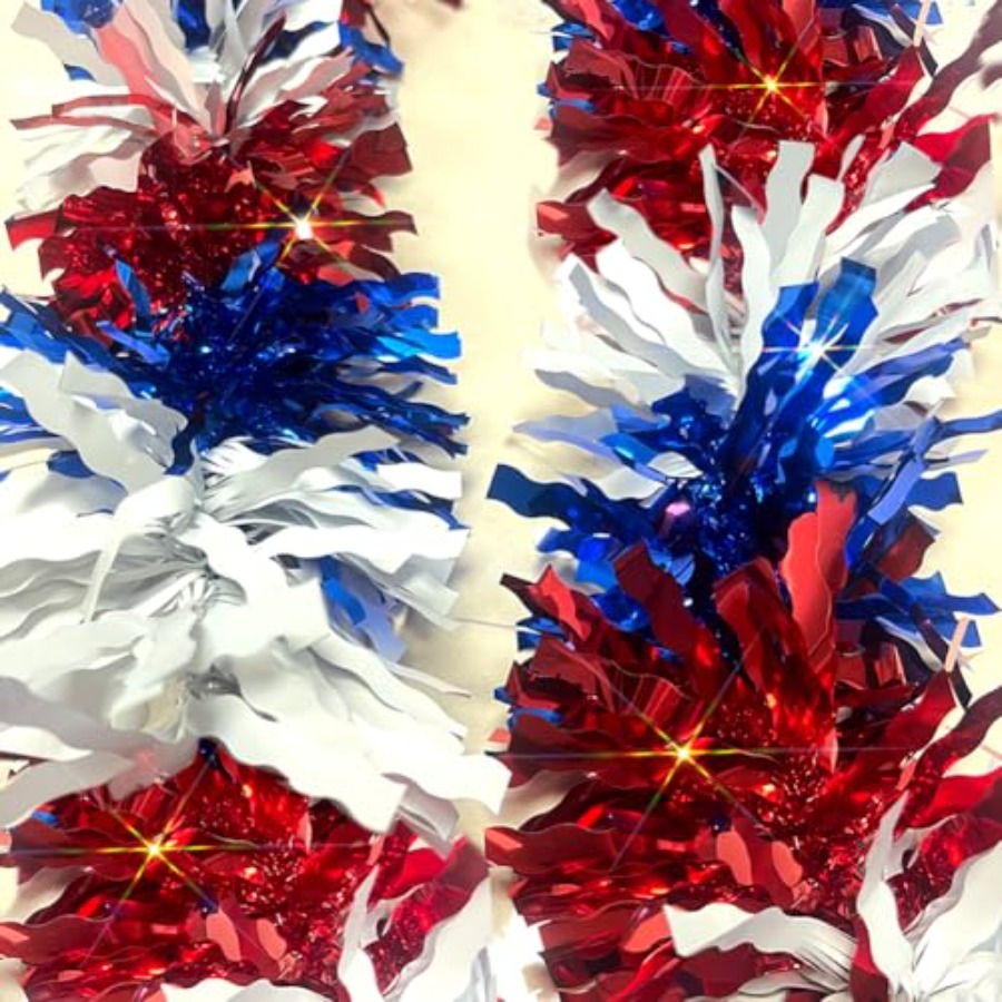 Tinsel Garland Decoration - 33 Ft 4th of July Patriotic