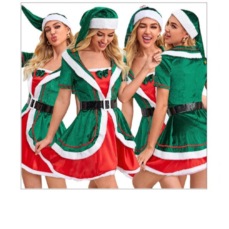 Elf Costume Christmas - Christmas Cosplay Costume Elf Short Sleeves