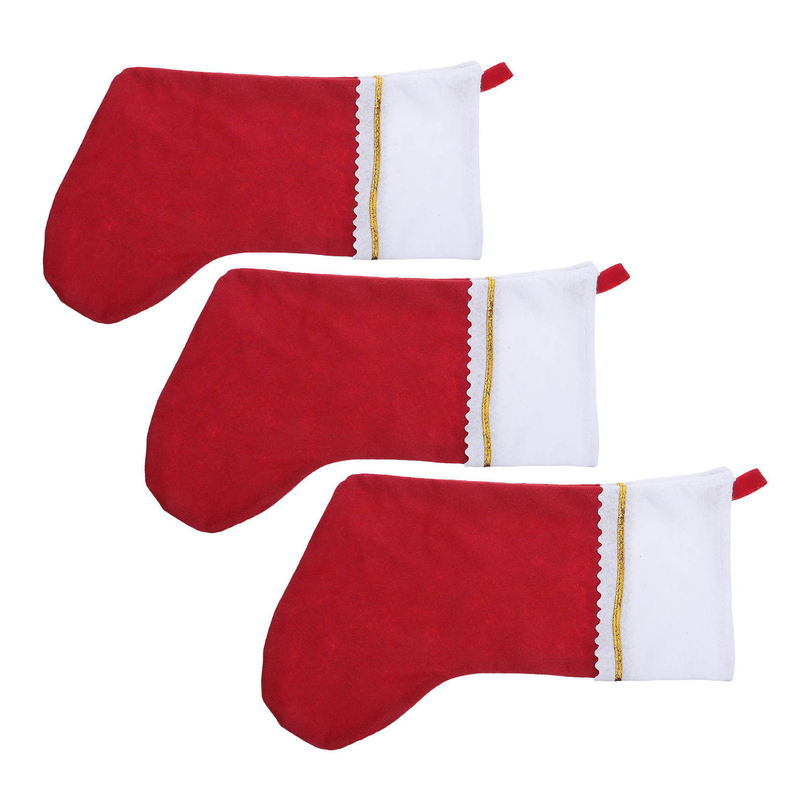 Christmas Stocking Hanging - 3Pcs Large Red and White Felt