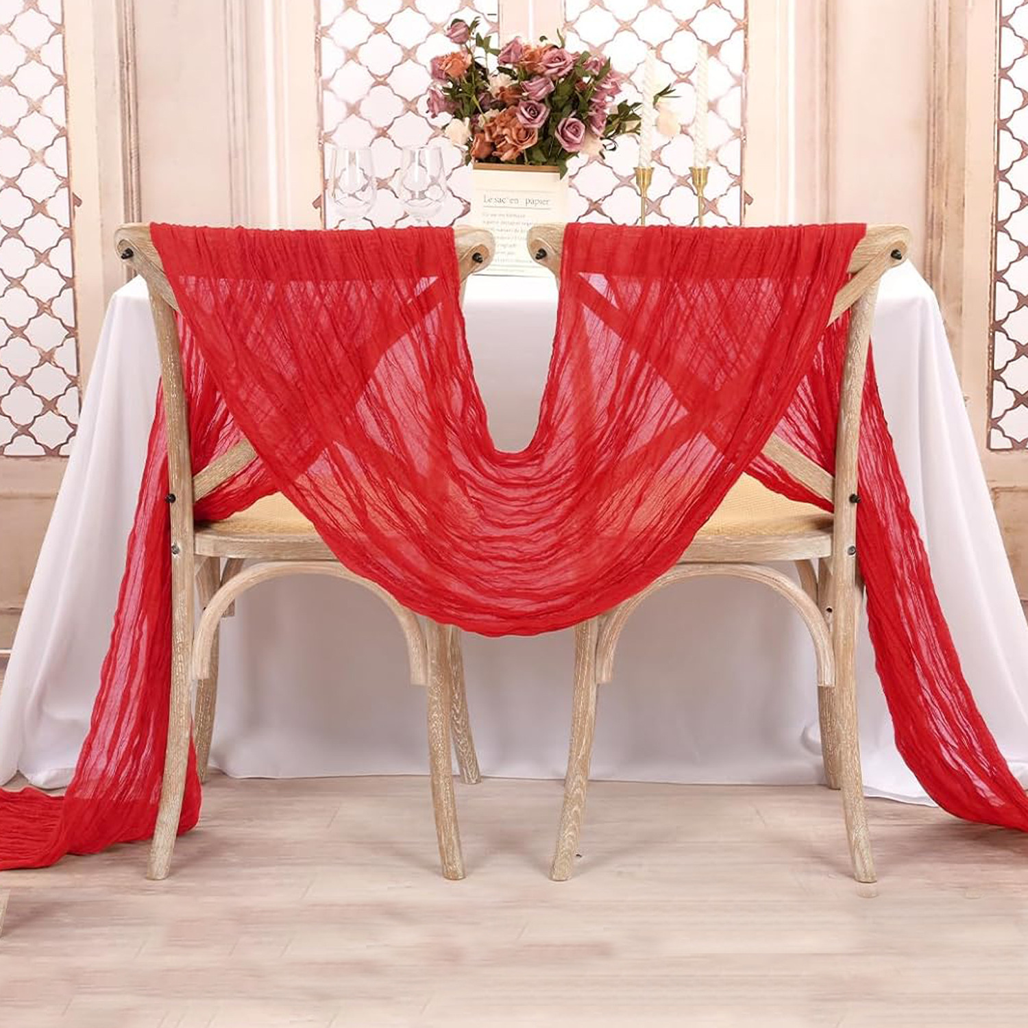 Red Table Runner Gauze Wedding - Christmas Table Runner recensione e prezzo