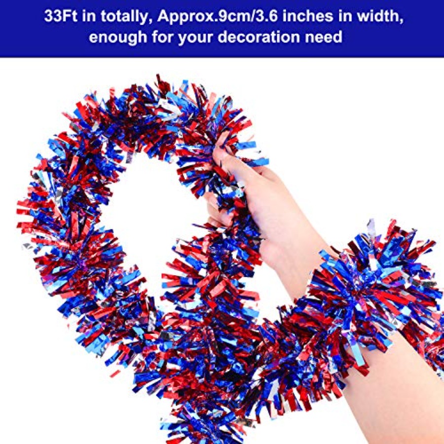 33FT Patriotic Glitter Tinsel  - Tinsel Garland Decoration recensione e prezzo