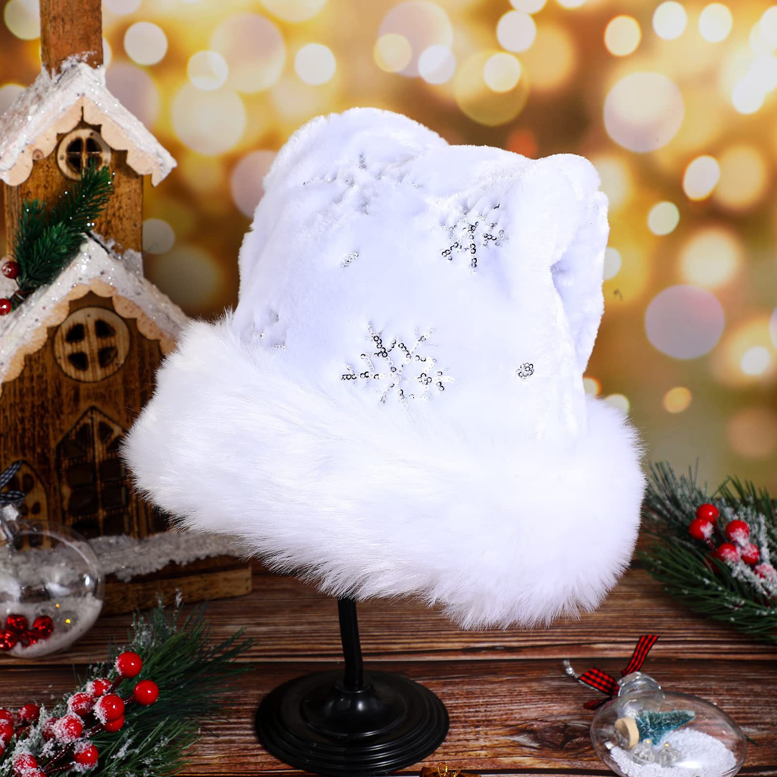 White Plush Christmas Hat Gold - Santa Hat Plush recensione e prezzo