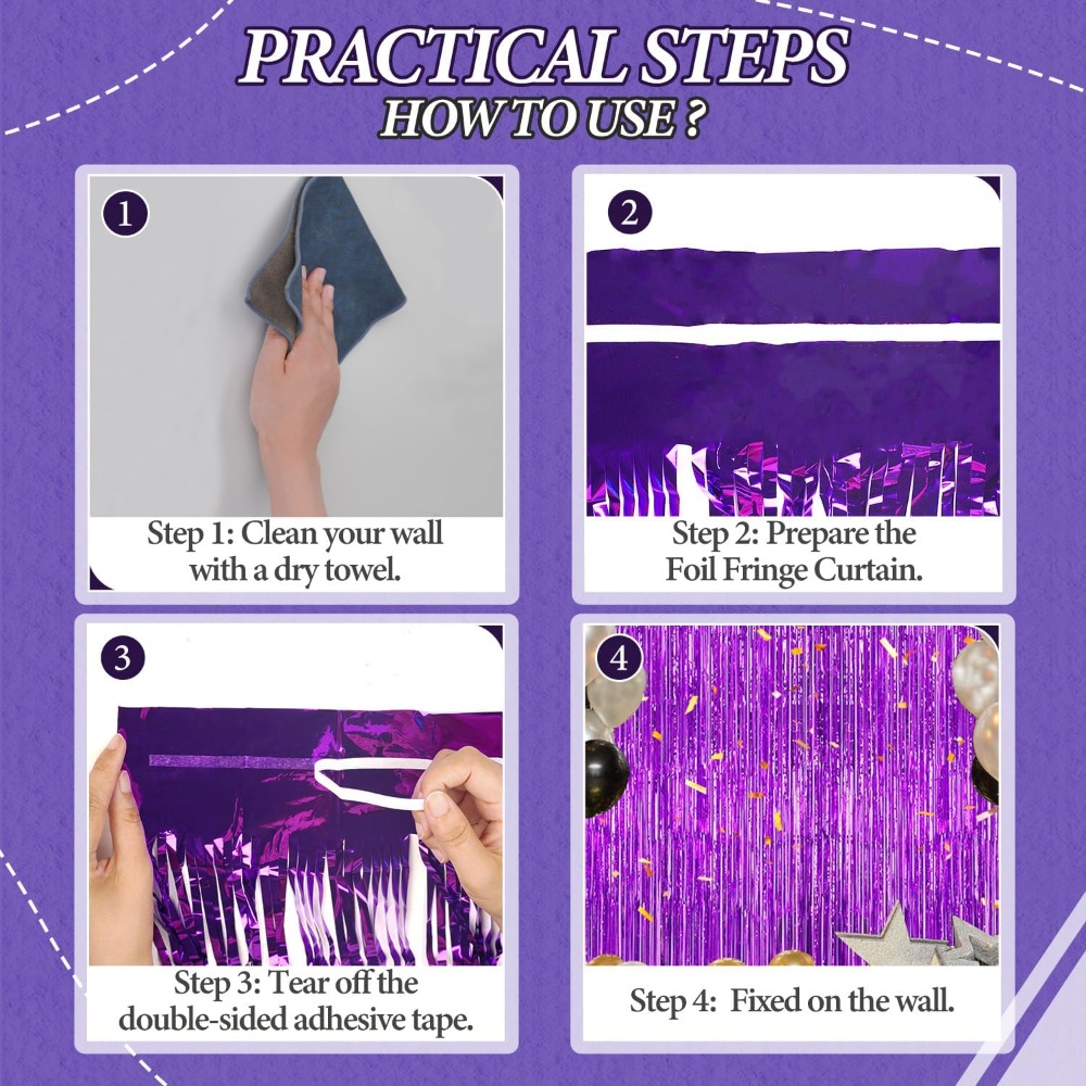 Foil Fringe Backdrop Purple Sh - Tinsel Garland Decoration recensione e prezzo
