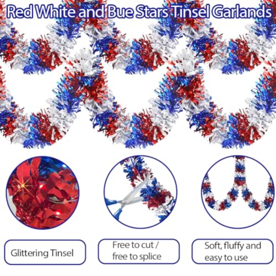 33 Ft 4th of July Patriotic Ti - Tinsel Garland Decoration recensione e prezzo
