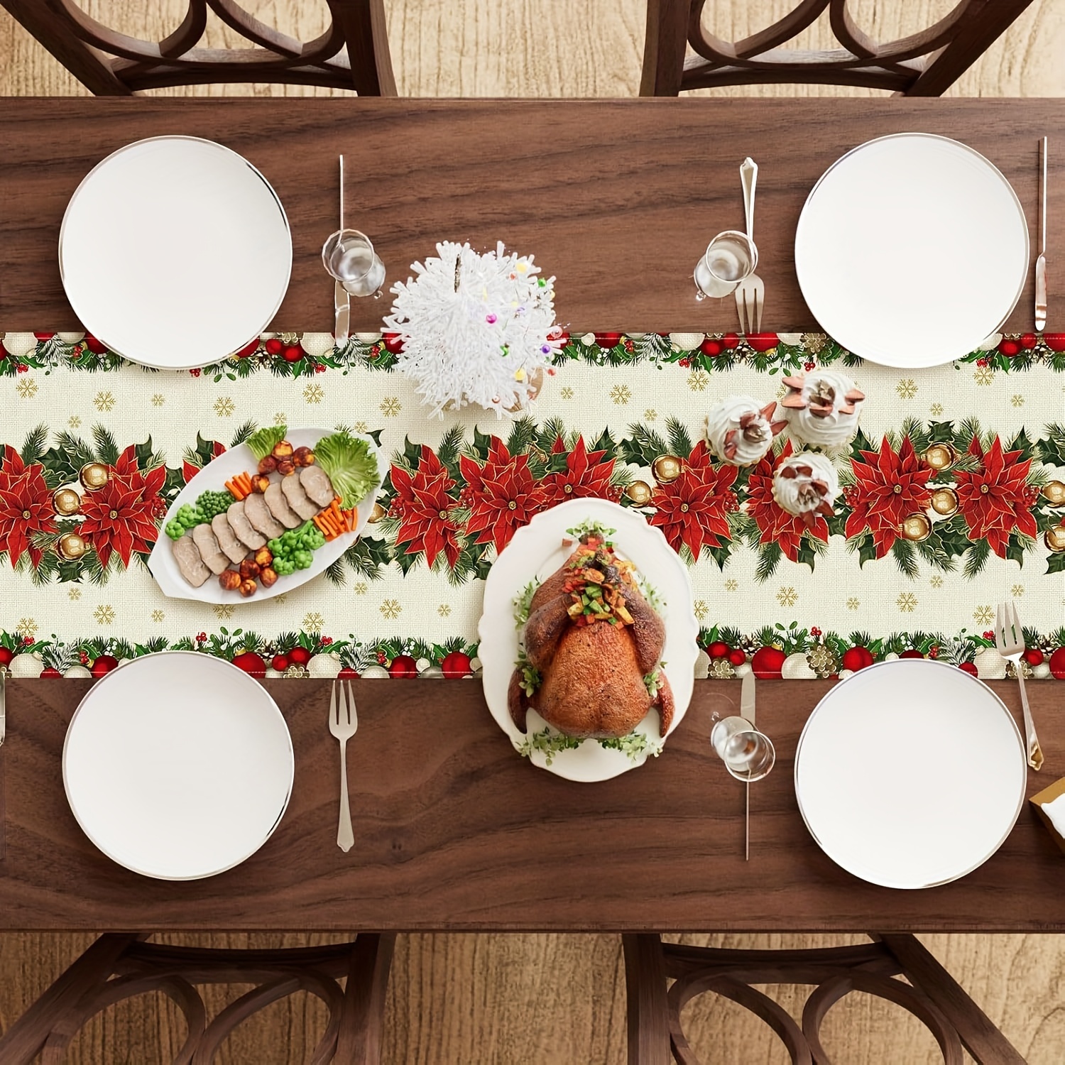1pc Multi-Size Winter Floral T - Christmas Table Runner recensione e prezzo