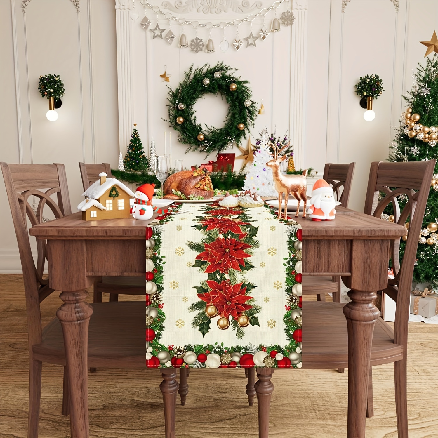 1pc Multi-Size Winter Floral T - Christmas Table Runner recensione e prezzo