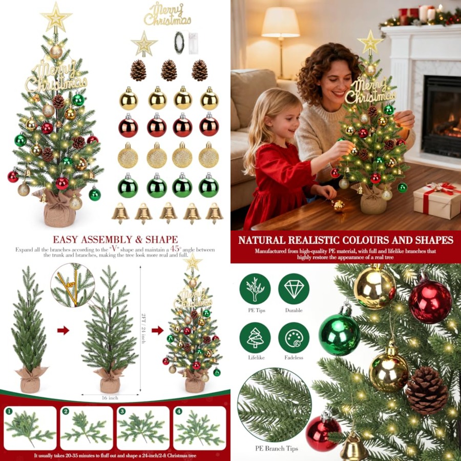 2FT Mini Christmas Tree, Table - Christmas Tree Artificial recensione e prezzo