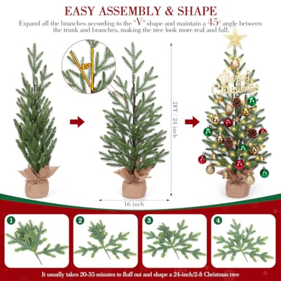 2FT Mini Christmas Tree, Table - Christmas Tree Artificial recensione e prezzo