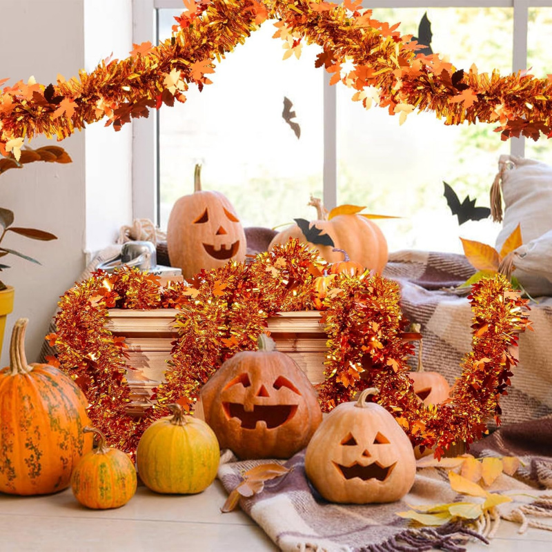 2pcs Thanksgiving Fall Maple L - Tinsel Garland Decoration recensione e prezzo