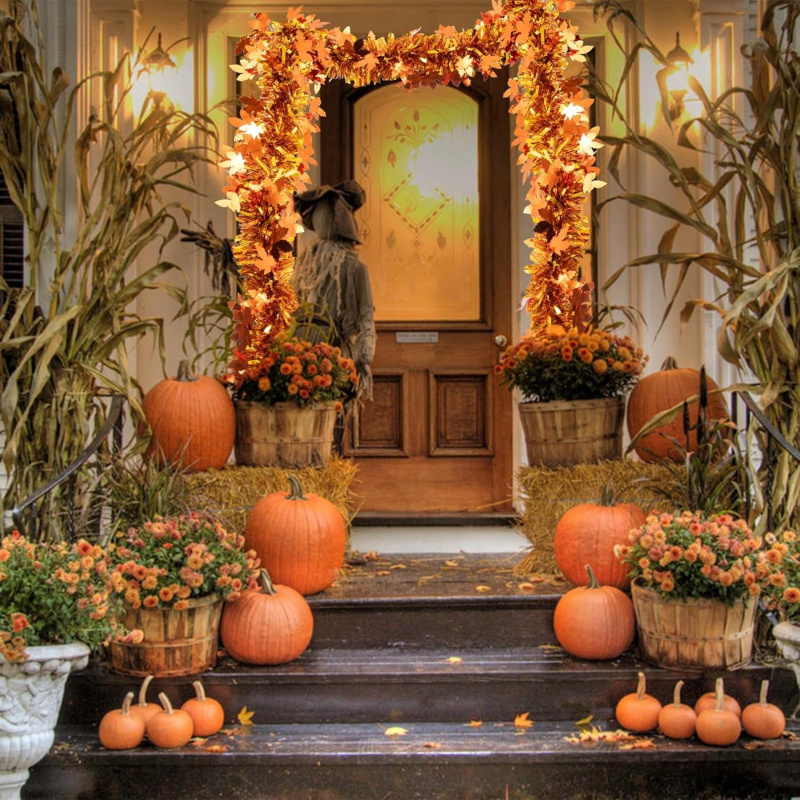 2pcs Thanksgiving Fall Maple L - Tinsel Garland Decoration recensione e prezzo