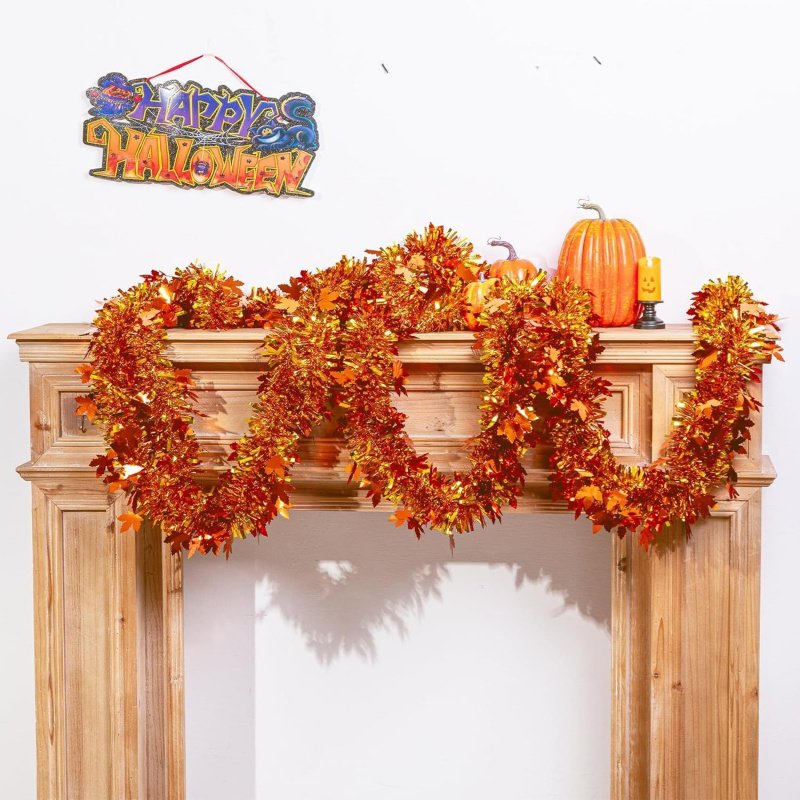 2pcs Thanksgiving Fall Maple L - Tinsel Garland Decoration recensione e prezzo