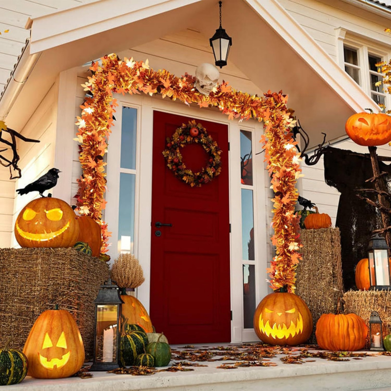 2pcs Thanksgiving Fall Maple L - Tinsel Garland Decoration recensione e prezzo