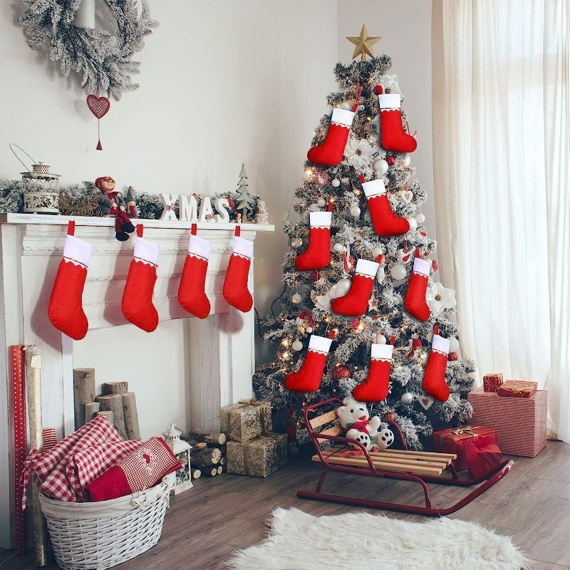 Double Sided Gold Trim Christm - Christmas Stocking Hanging recensione e prezzo