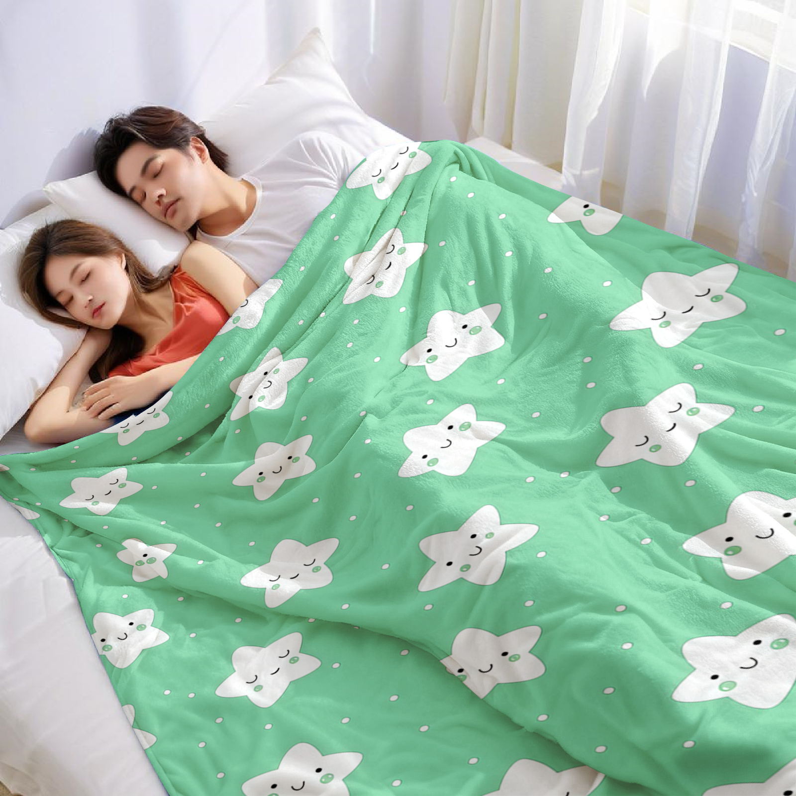 Mint Green Cute Star Lightweig - Christmas Throw Blanket recensione e prezzo
