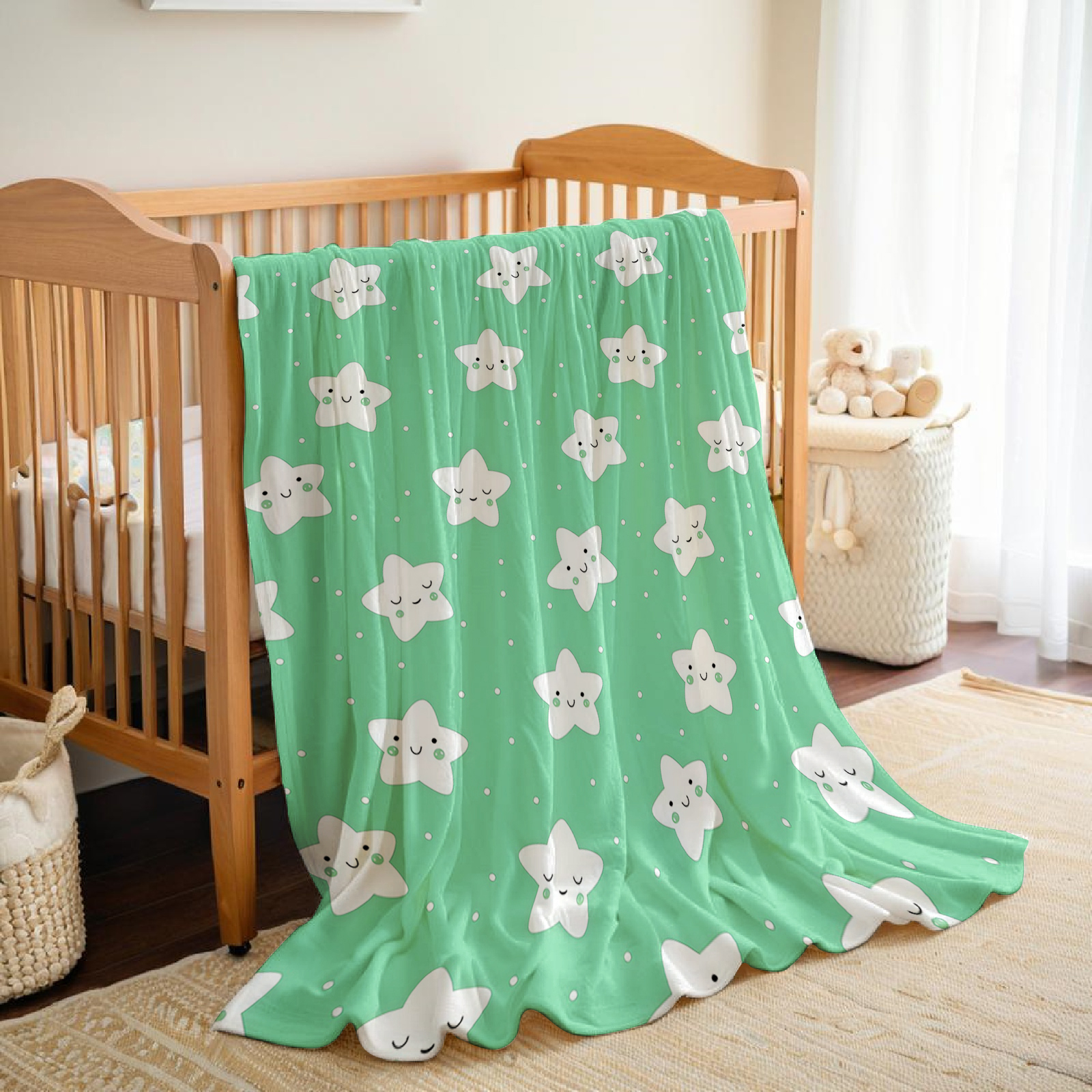 Mint Green Cute Star Lightweig - Christmas Throw Blanket recensione e prezzo