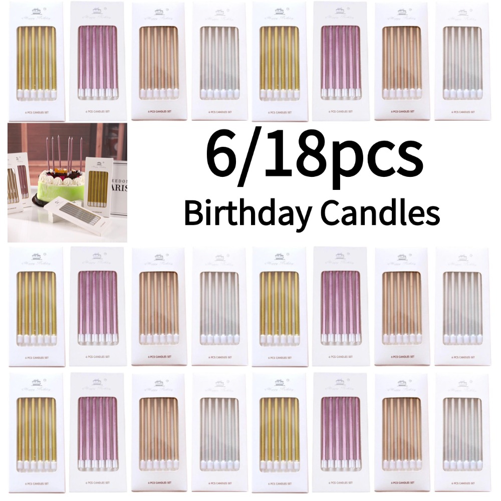 6/18pcs Metal Gold Silver Birt - Holiday Candle Set recensione e prezzo