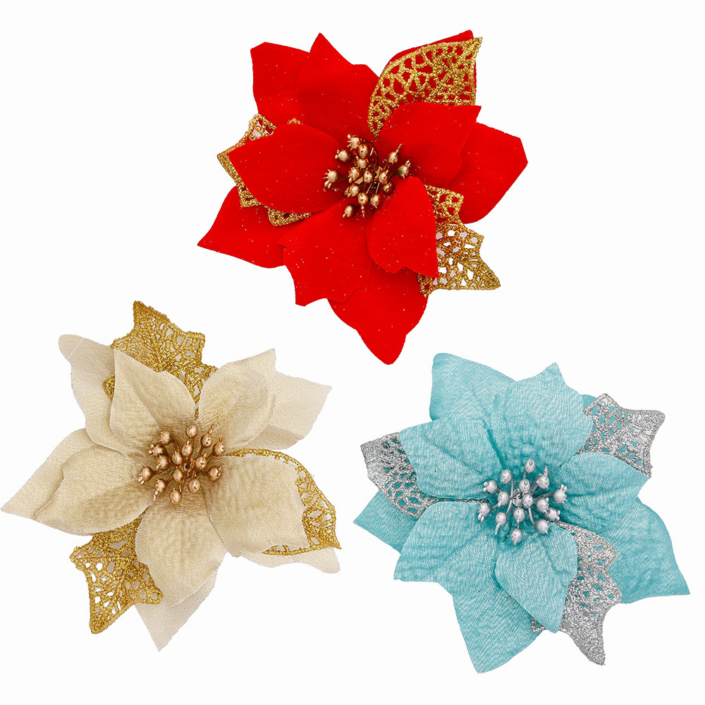 10Pcs Glitter Artificial Flowe - Christmas Wreath Fake recensione e prezzo
