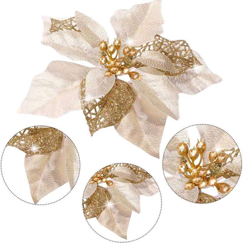 10Pcs Glitter Artificial Flowe - Christmas Wreath Fake recensione e prezzo