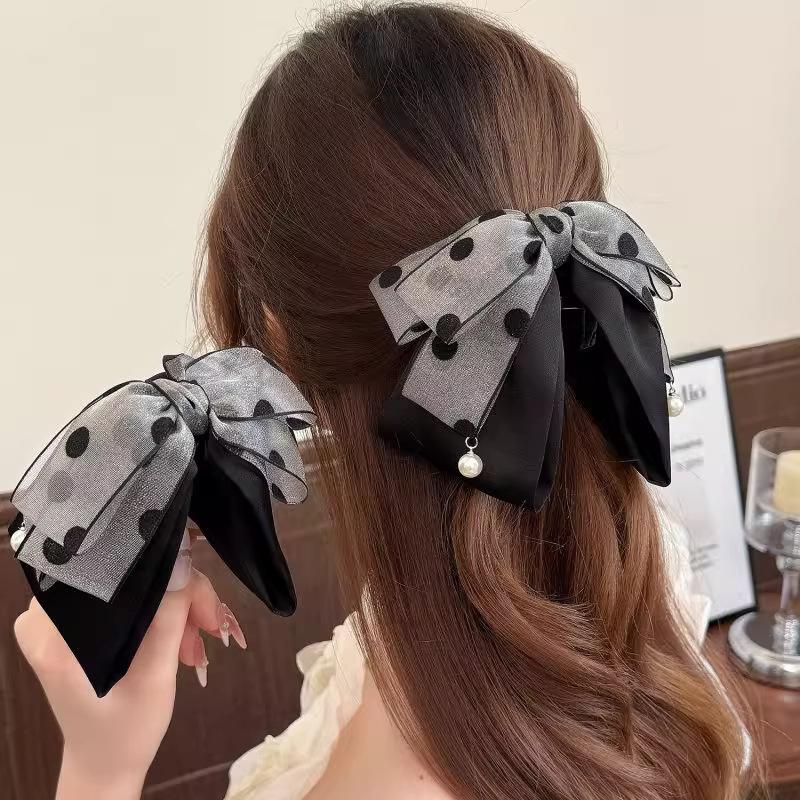 Elegant Gray Polka Dot Bow Hai - Ribbon Bow Gift recensione e prezzo