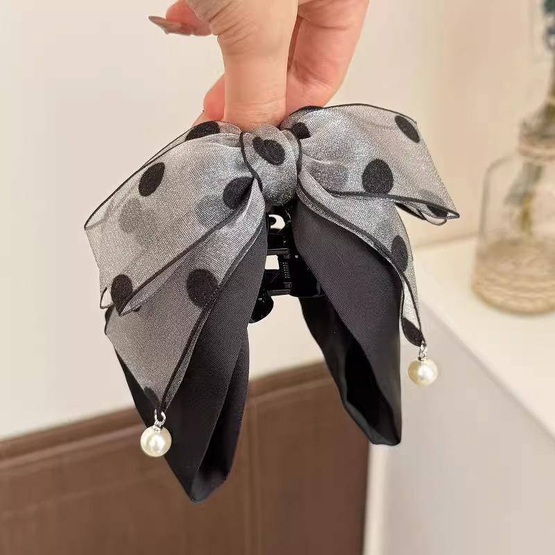Elegant Gray Polka Dot Bow Hai - Ribbon Bow Gift recensione e prezzo