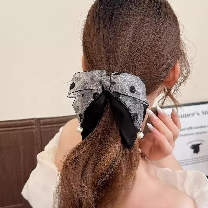 Elegant Gray Polka Dot Bow Hai - Ribbon Bow Gift recensione e prezzo