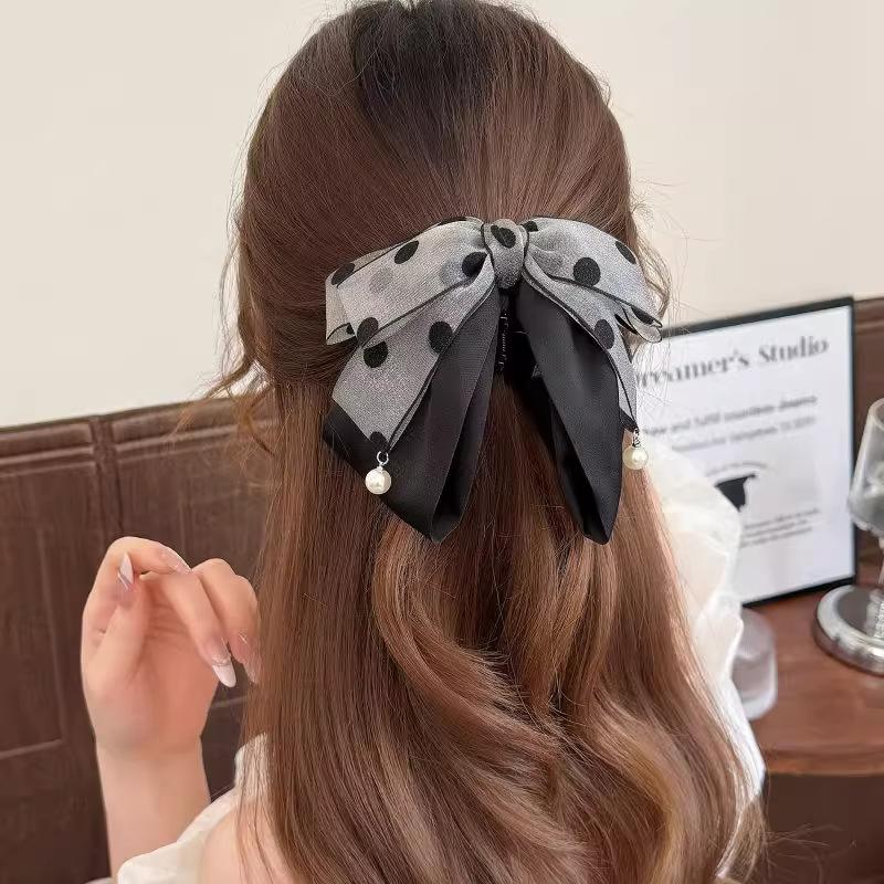 Elegant Gray Polka Dot Bow Hai - Ribbon Bow Gift recensione e prezzo