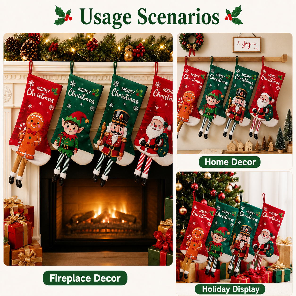 Christmas Stocking Decor Long  - Christmas Stocking Hanging recensione e prezzo