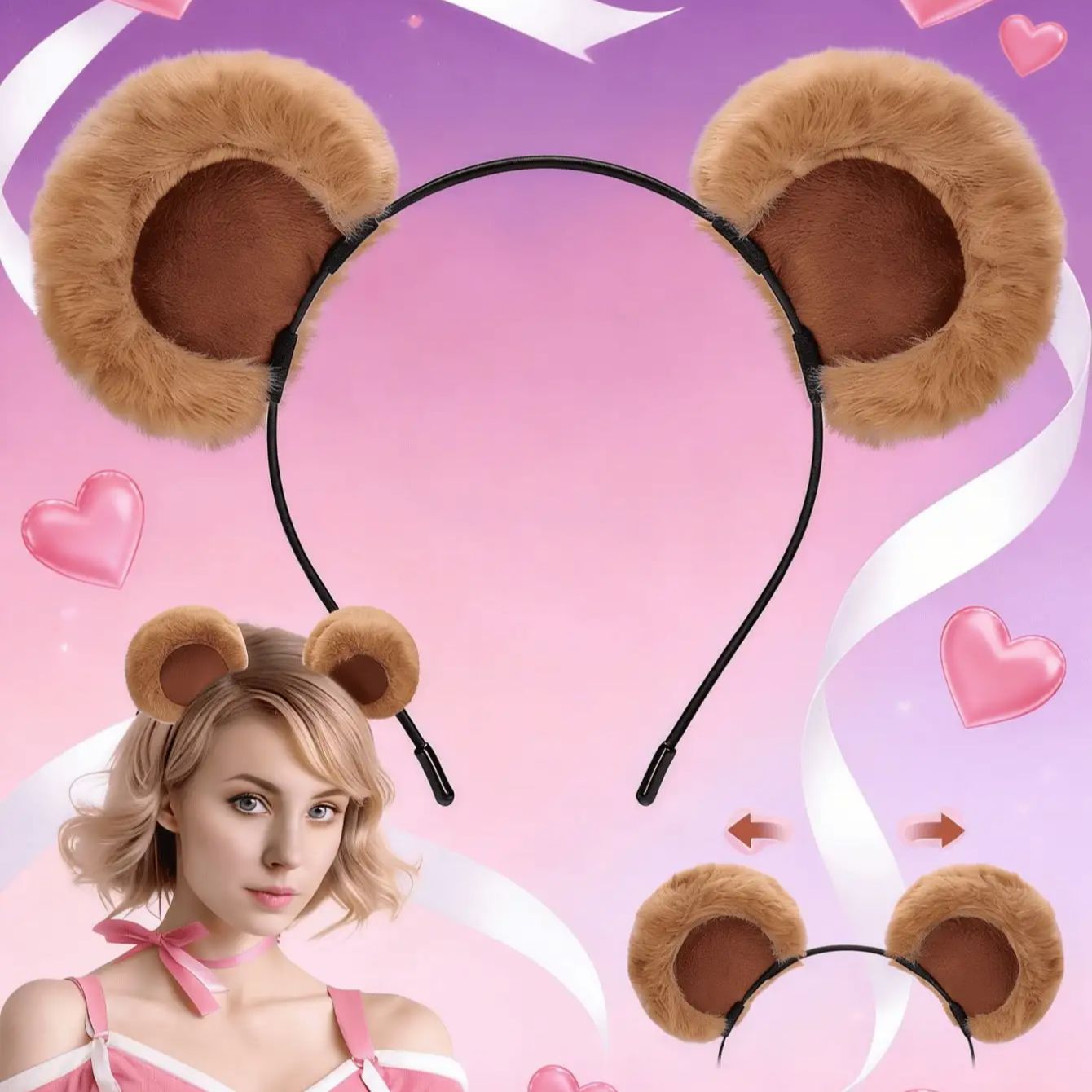 1pc Valentine's Day Brown Bear - Reindeer Antlers Headband recensione e prezzo