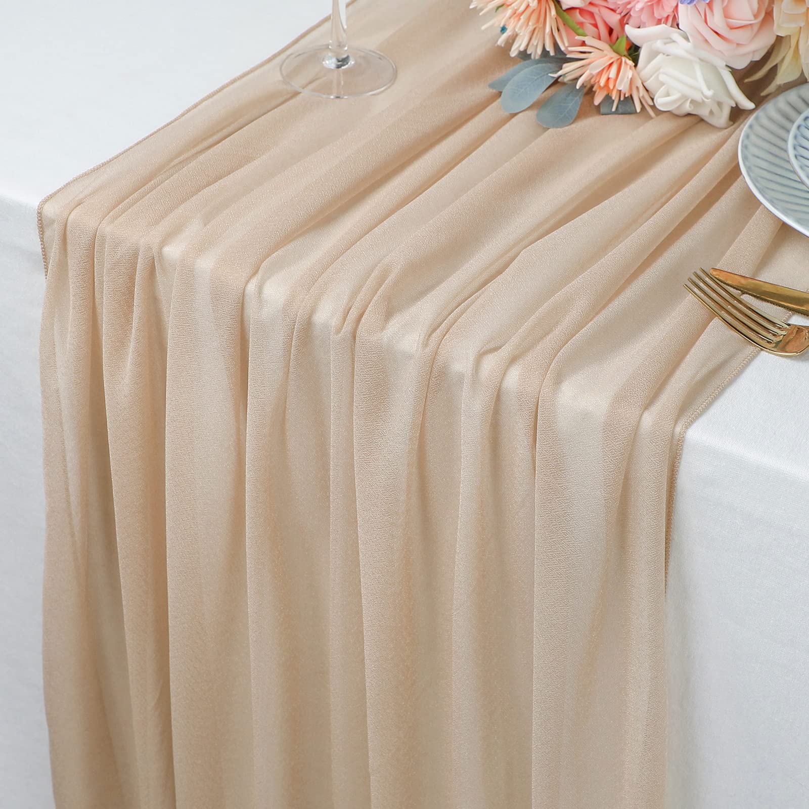 Beige Table Runner Chiffon Tab - Christmas Table Runner recensione e prezzo