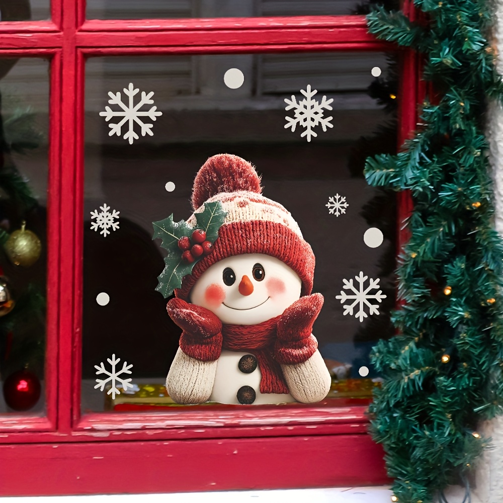 1pcs 2D Flat Smiling Snowman w - Snowflake Window Decal recensione e prezzo