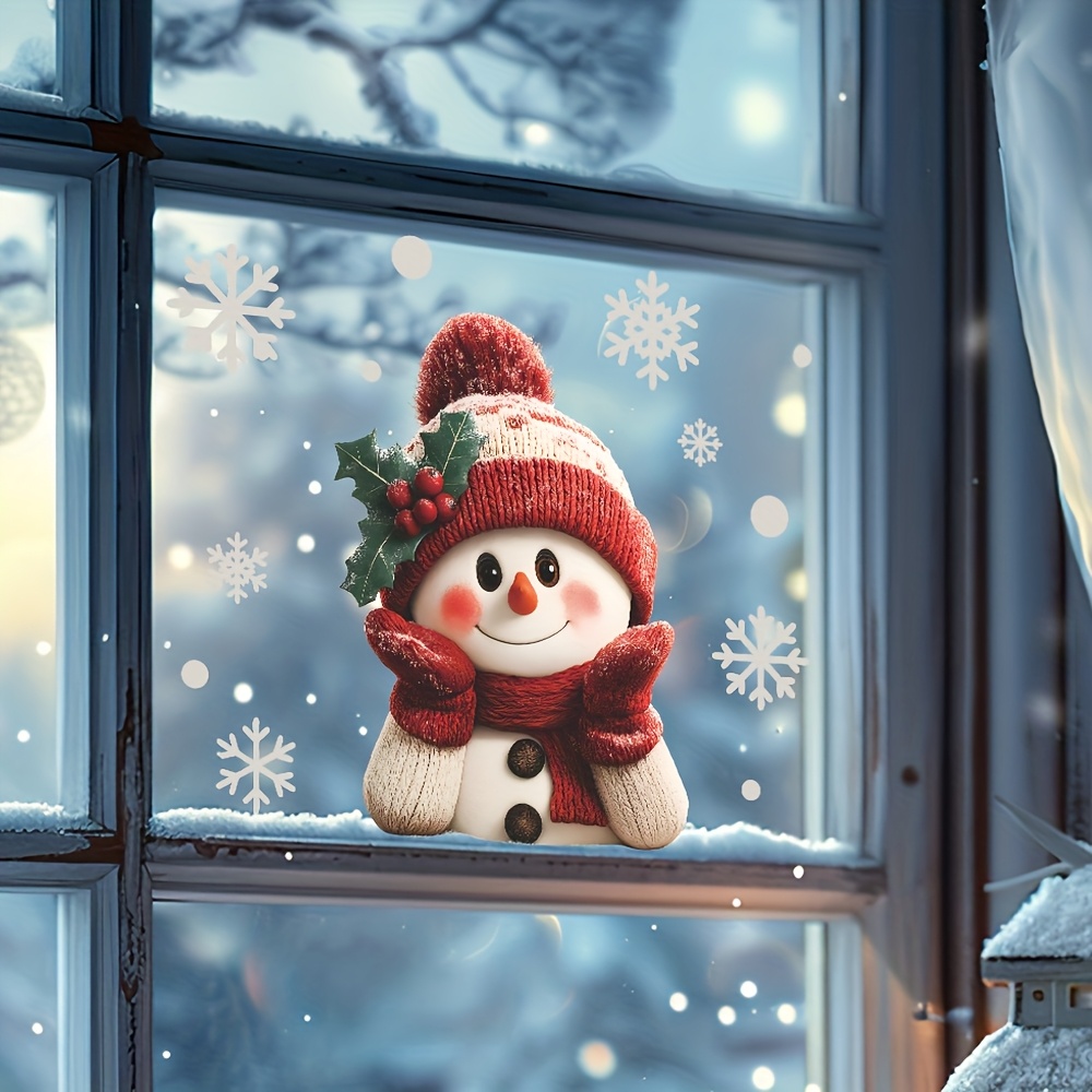 1pcs 2D Flat Smiling Snowman w - Snowflake Window Decal recensione e prezzo