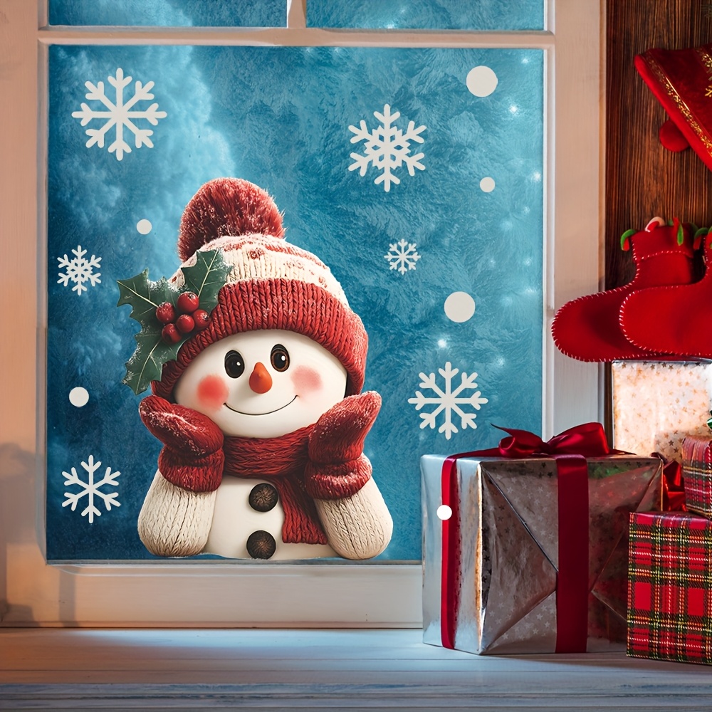 1pcs 2D Flat Smiling Snowman w - Snowflake Window Decal recensione e prezzo