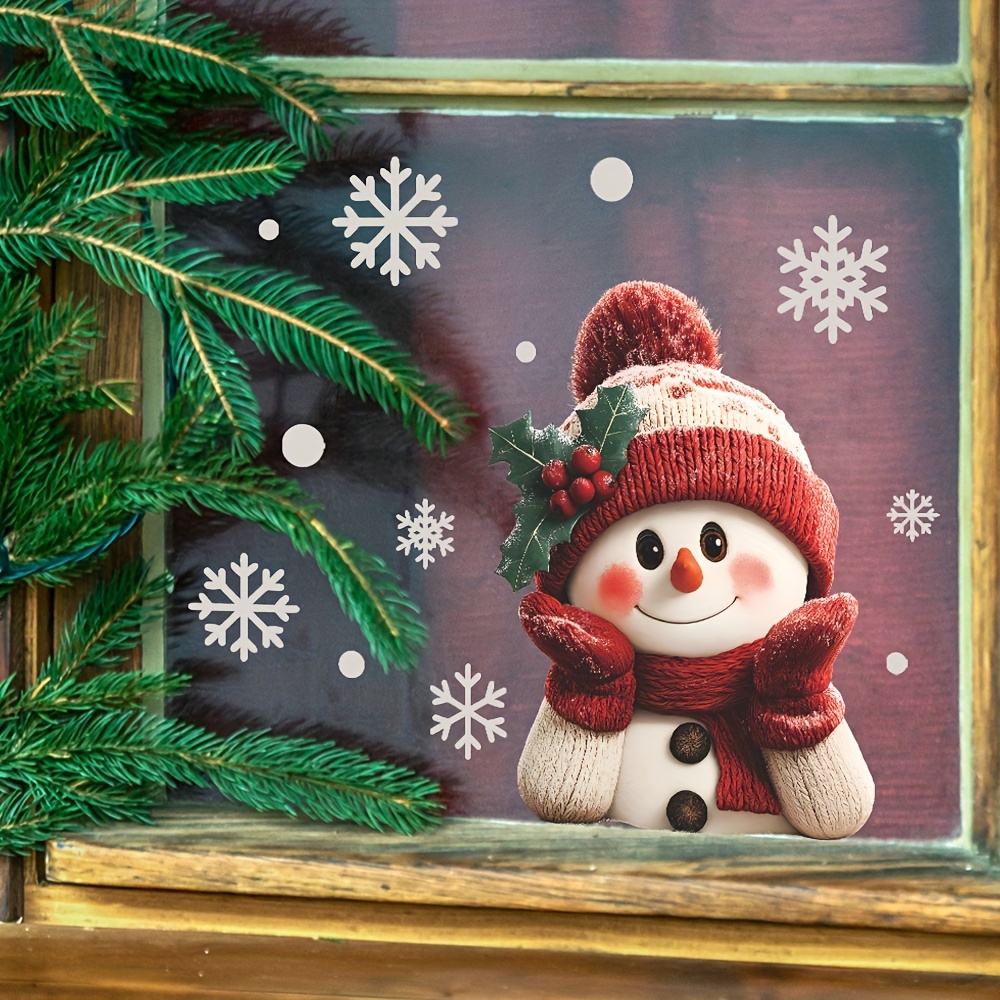 1pcs 2D Flat Smiling Snowman w - Snowflake Window Decal recensione e prezzo